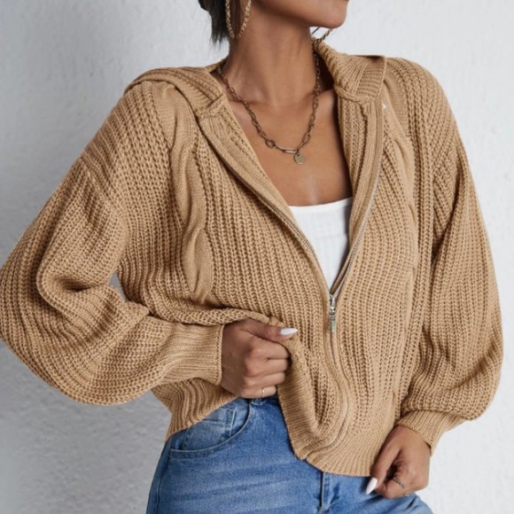 Drop shoulder zip up cardigan - Picture 1 of 4